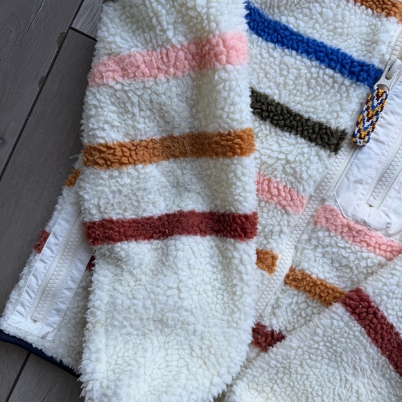 Faherty Sherpa Fleece Jacket Striped Multi Color Zip Up Size S Cozy - Picture 5 of 10